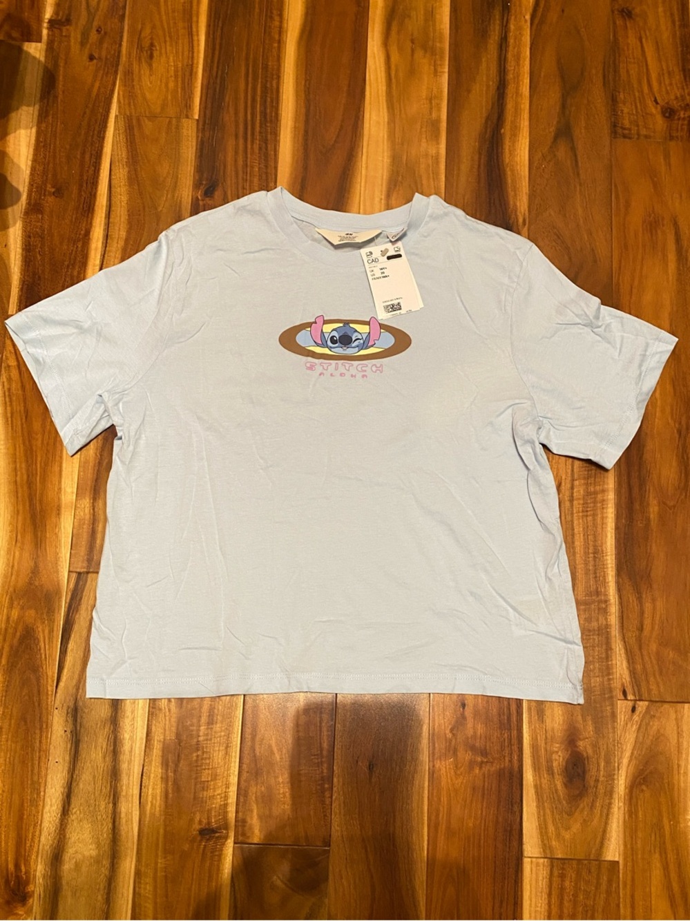 NWT Girls Size XL Light Blue Disney Stitch Graphic Short Sleeve Tee